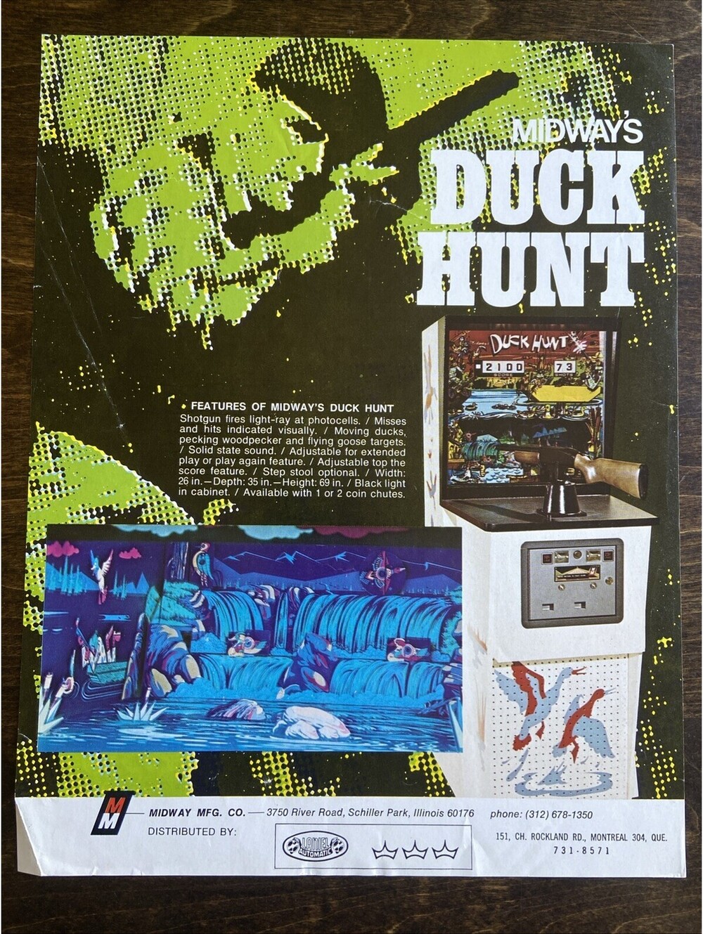 Midway Duck Hunt Arcade FLYER Original Ad Promo Poster Not PCB